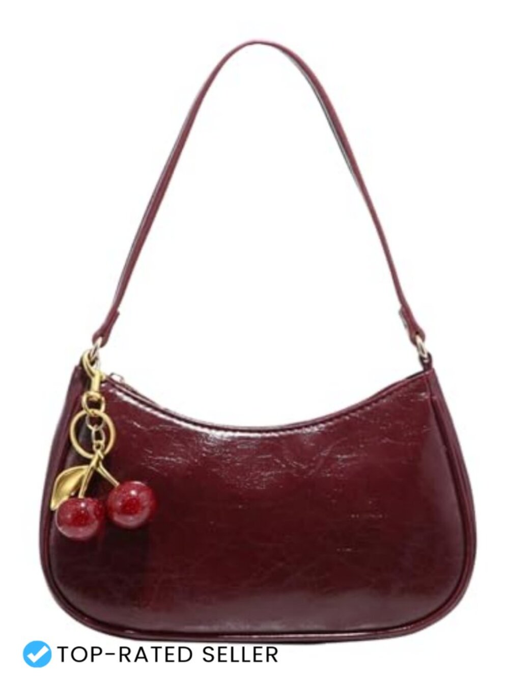 RoseSeek PU Leather Shoulder Bag Zipper Purse Cute Underarm Bag